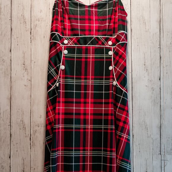 Red & Black Tartan Plaid Slip Dress - Picture 2 of 5